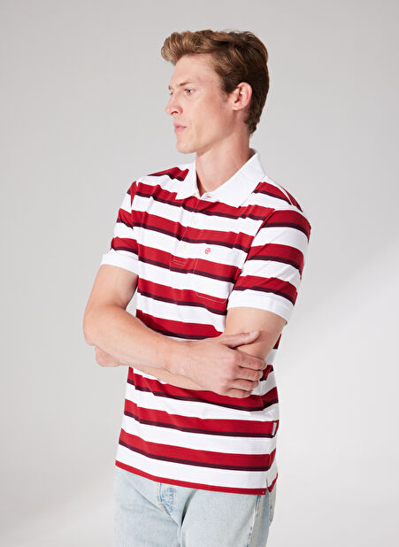 Privé Polo Yaka Beyaz - Kırmızı Erkek T-Shirt 4BX482320008 -1