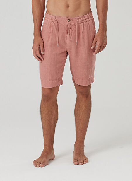 Mr. Mood Bağlamalı Bel Standart Pudra Erkek Bermuda Şort Mr Rog Shorts -1