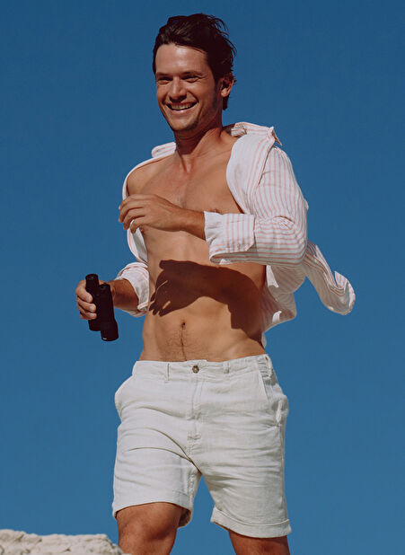 Mr. Mood Normal Bel Standart Koyu Bej Erkek Bermuda Şort Mr Tanger Shorts -1