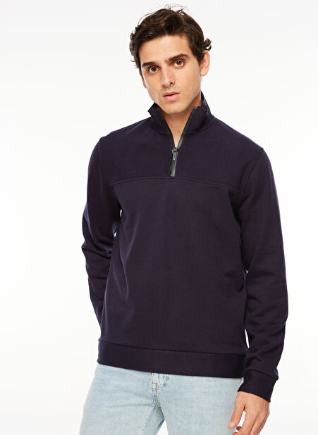 Fabrika Comfort Bato Yaka Düz Lacivert Erkek Sweatshırt FC3WM-SWT327 -1