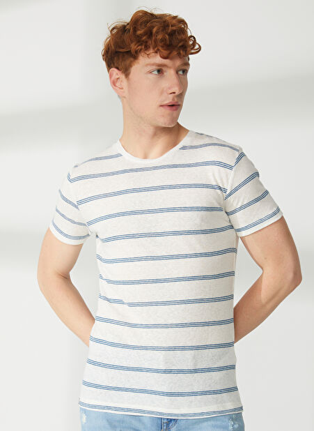 Fred Mello Bisiklet Yaka Beyaz Erkek T-Shirt FM23S05TGOFF WHITE -1