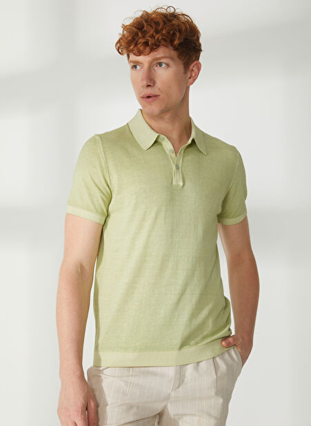 AT.P.CO Polo Yaka Slim Fit Yeşil Erkek Kazak A26433TF- -1