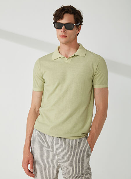 AT.P.CO Polo Yaka Slim Fit Yeşil Erkek Kazak A26432TF- -1