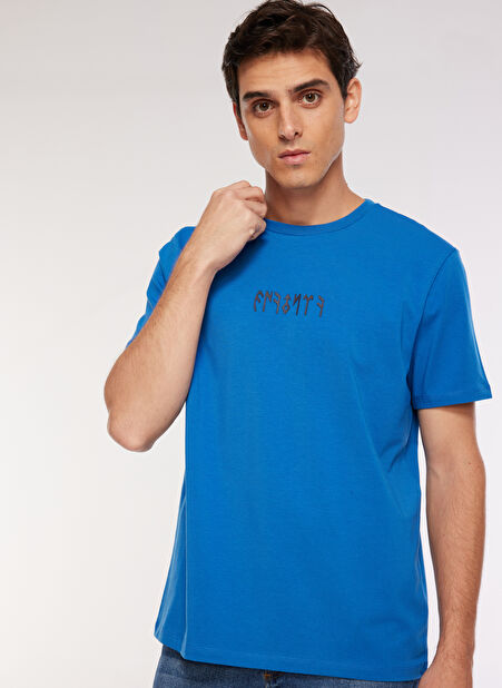 Fabrika Sports Bisiklet Yaka Düz Saks Erkek T-Shirt FS3WM-TST254 - 1