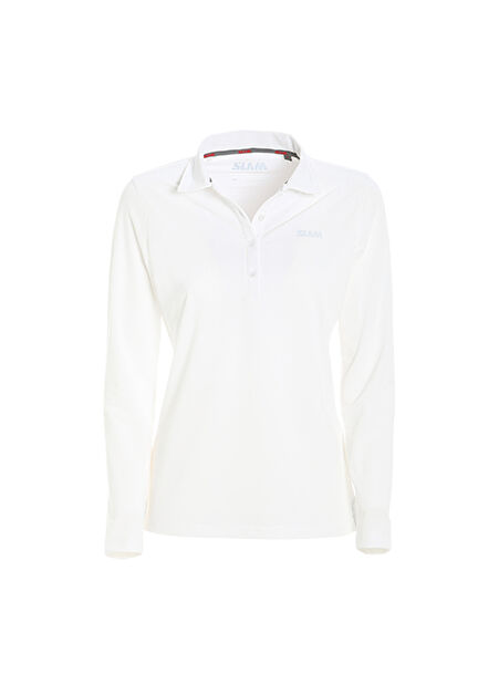 A908004S00_ACT WS LS TECH PIQUE POL Beyaz Regular Fit Kadın T-Shirt -1