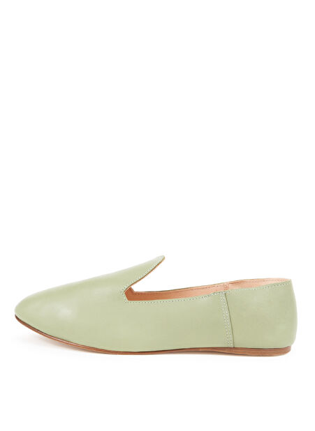 Osay Deri Yeşil Kadın Loafer LA GREEN -1