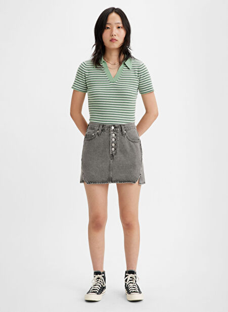 Levis Yüksek Bel Siyah Kadın Standart Etek TWISTED ICON SKIRT RIGHT NOW NO DP -1