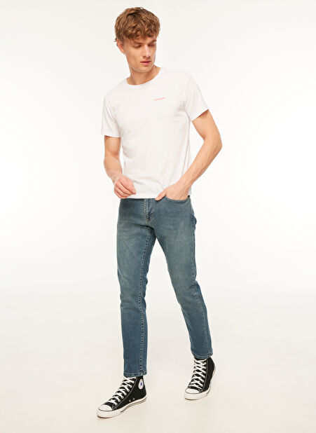 The Crow Normal Bel Dar Gökmavi Erkek Denim Pantolon TC5001 -1