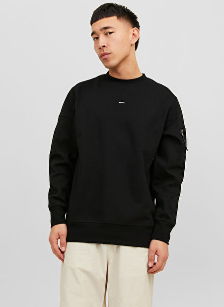 Jack & Jones Bisiklet Yaka Siyah Erkek Sweatshırt 12240222_JCOSHADE SWEAT CREW NECK L -1
