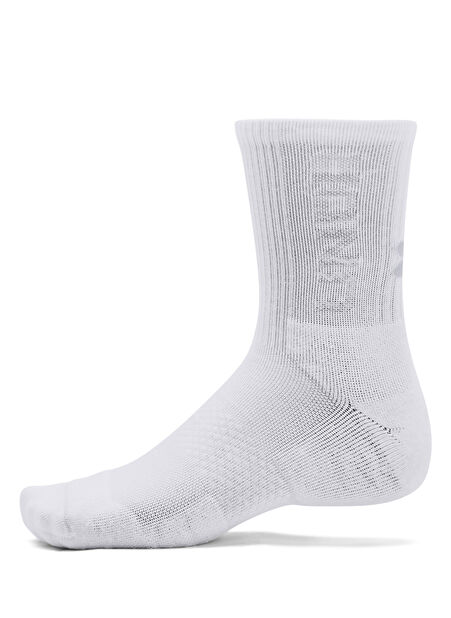 1373084-100 UA 3-Maker 3pk Mid-Crew Beyaz Unisex Çorap -1