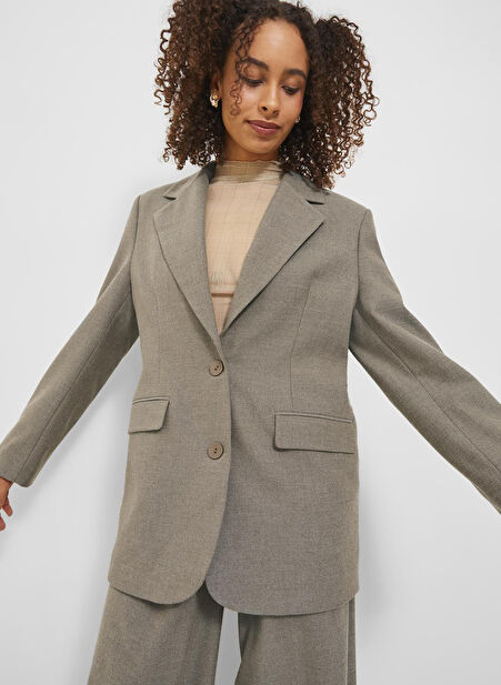 JJXX Deve Tüyü Kadın Blazer JXPIP MELANGE OVERSIZED BLAZER WVN -1