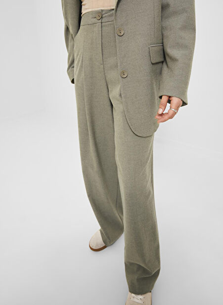 JJXX Normal Bel Rahat Deve Tüyü Kadın Pantolon JXPIP RLX STRAIGHT MELANGE HW PANT -1