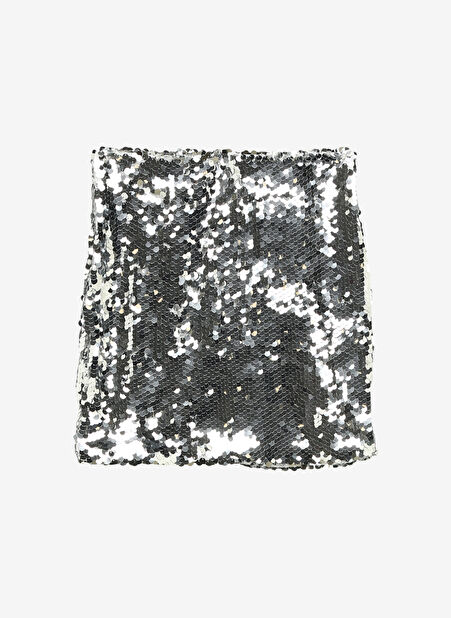 JJXX Normal Bel Gümüş Kadın Payetli Standart Etek JXAVA SEQUIN SHORT SKIRT WVN -1