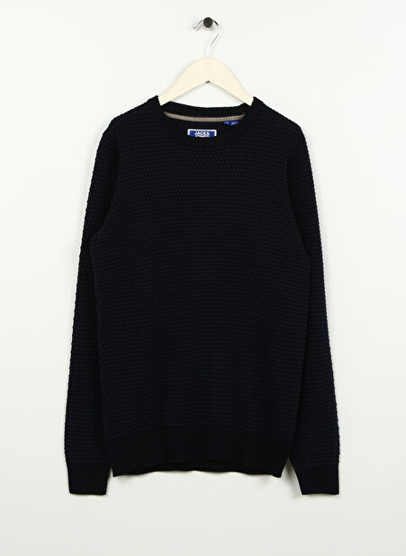 Jack & Jones Lacivert Erkek Çocuk Kazak JJEATLAS KNIT CREW NECK JNR -1
