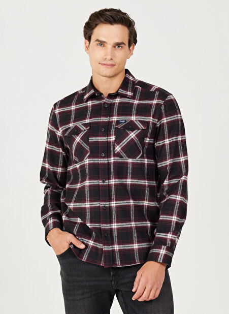 Wrangler Regular Fit Mor Erkek Gömlek W232078499 Uzun Kollu Gömlek -1