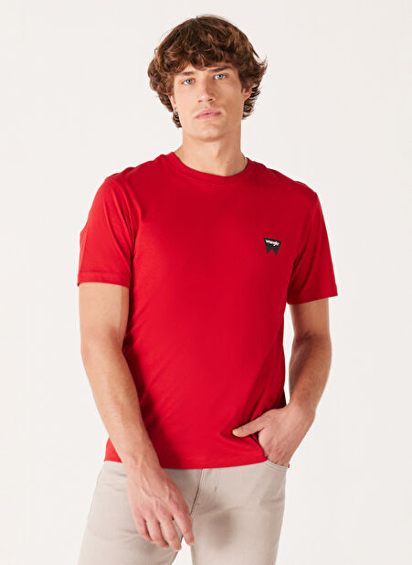 Wrangler Bisiklet Yaka Kırmızı Erkek T-Shirt W70MD33UU Bisiklet Yaka T-shirt -1