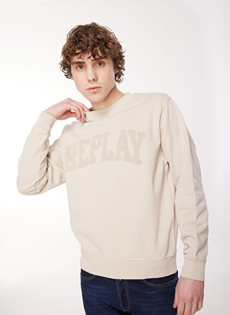 Replay Bisiklet Yaka Bej Erkek Sweatshırt M6714 012 PLATINUM -1