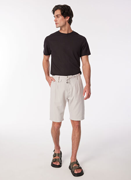 Fabrika Comfort Gri Erkek Bağlamalı Regular Fit Bermuda Şort FC4SM-SHT 0895 -1
