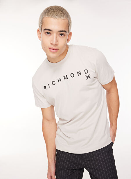 John Richmond Bisiklet Yaka Mavi Erkek T-Shirt UMA23082TS -1