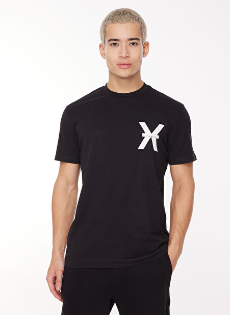John Richmond Bisiklet Yaka Siyah Erkek T-Shirt UMA23140TS -1