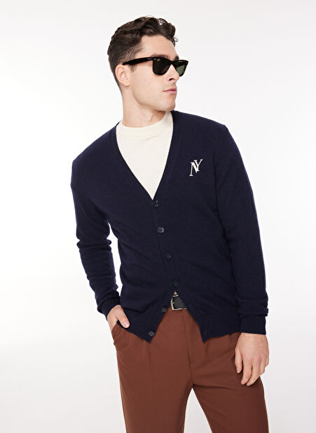 Ko Samui Baskılı Lacivert Erkek Hırka KCW G514 NY_DOWNTOWN REGULAR FIT -1