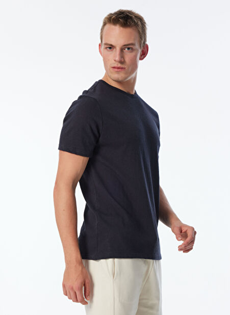 Jeep Bisiklet Yaka Baskılı Lacivert Erkek T-Shirt C4SM-TST4600 -1