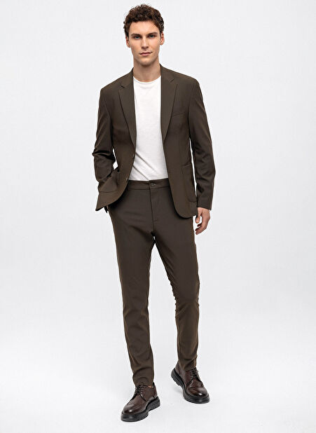 Back and Bond Slim Fit Haki Erkek Düz Ceket B33W50001 -1