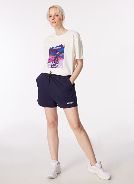 Discovery Expedition Basic Lacivert Kadın Sweat Şort D4SL-SHT3052 -1