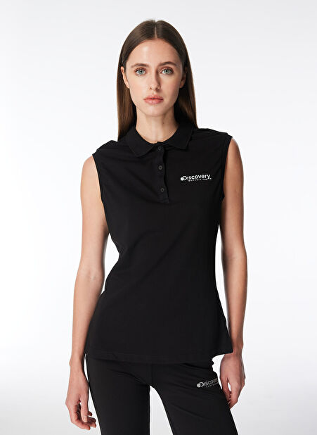 Discovery Expedition Siyah Kadın Basic Polo T-Shirt D4SL-TST3036 -1