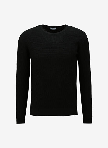 Sseinse Bisiklet Yaka Slim Fit Siyah Erkek Kazak MI2606SS -1