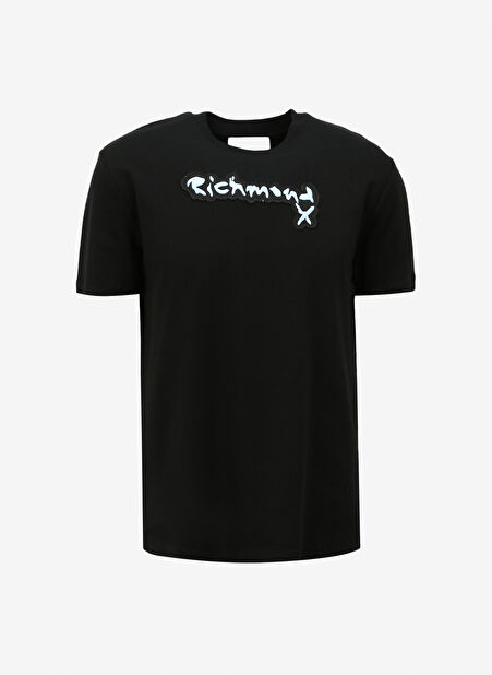 John Richmond Bisiklet Yaka Siyah Erkek T-Shirt UMA23002TS -1