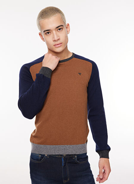 Fred Mello Bisiklet Yaka Slim Fit Deve Tüyü Erkek Kazak FM23W31MG -1