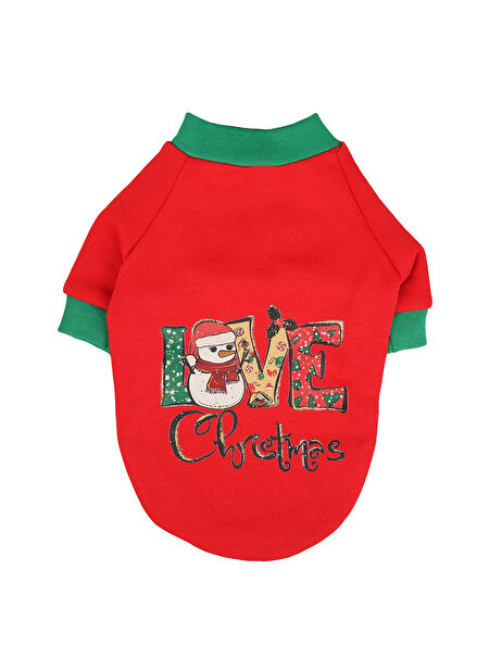 Göktürk Pati Evi Kırmızı Pet Kıyafet Snow Kedi & Köpek Sweatshirt -1