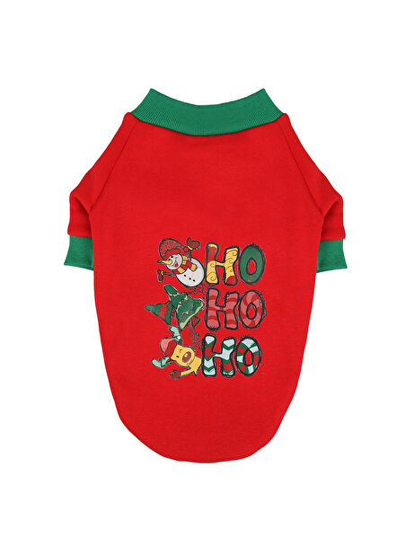Göktürk Pati Evi Kırmızı Pet Kıyafet Ho Ho Ho red Kedi&Köpek Sweatshirt -1