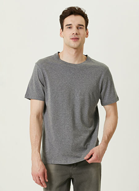 Network Bisiklet Yaka Gri Melanj Erkek T-Shirt 1087609 -1