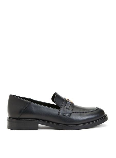 George Hogg Siyah Kadın Deri Loafer 93332 -1