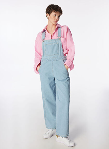 Lee Cooper İndigo Mom Fit Kadın Salopet 242 LCF 125001 FLOWERS RASTABAN LIG -1
