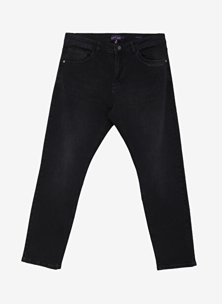 U.S. Polo Assn. Normal Bel Normal Paça Tapered Fit Siyah Erkek Denim Pantolon LEON-SYH -1