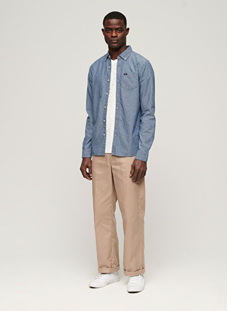 İndigo Erkek Normal Kalıp Gömlek M4010878AJON_COTTON L/S CHAMBRAY SH - 1