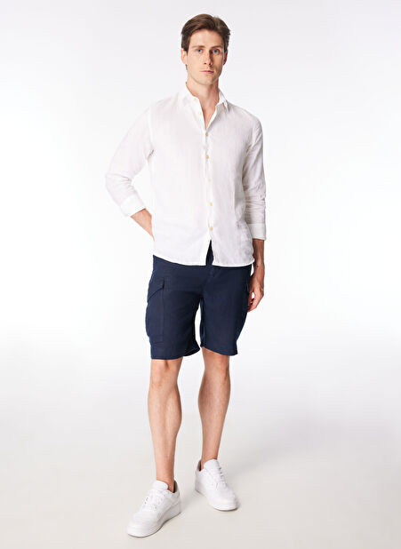 Lacivert Erkek Normal Bel Slim Fit Şort PB1242SS ŞortLacivert -1