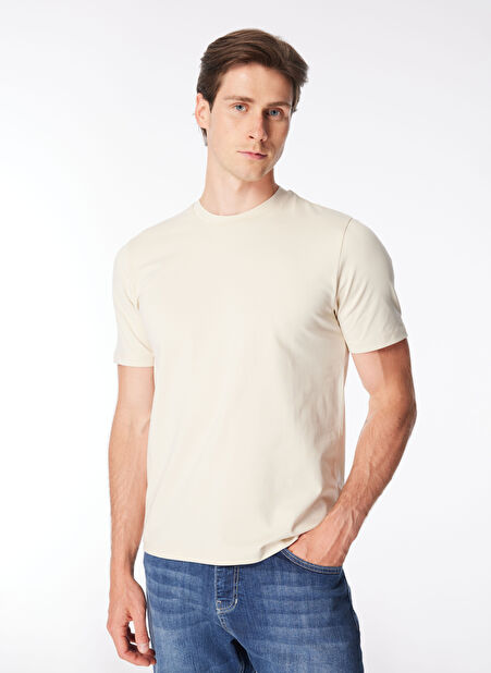 Sseinse Bisiklet Yaka Düz Bej Erkek T-Shirt TE2654SS T-shirtBej -1