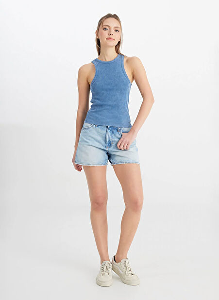 Wrangler Bisiklet Yaka Mavi Kadın Bluz W241281TF-Kolsuz Bluz -1