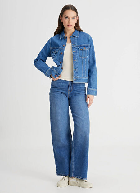 Lee Regular Fit Mavi Kadın Ceket LV49205322G35-Trucker Jean Ceket -1