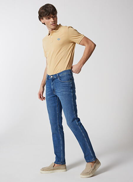 Wrangler Normal Bel Slim Fit Koyu Mavi Erkek Denim Pantolon W12S084W83 Texas Slim Jean Pantolon -1