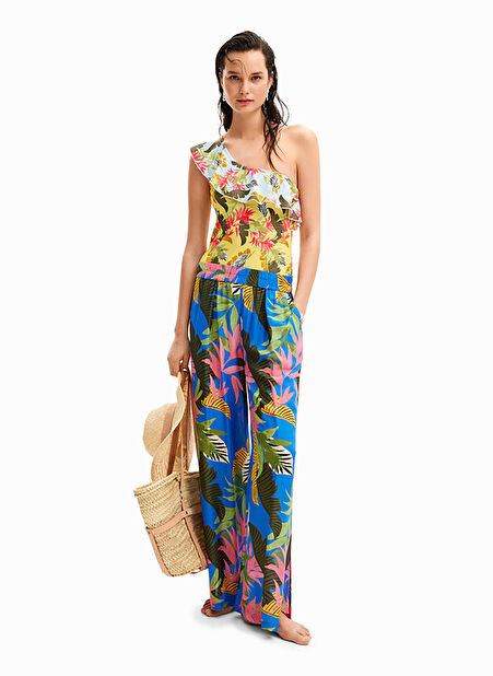 Desigual Yüksek Bel Standart Mavi Kadın Pantolon 24SWMW21 -1