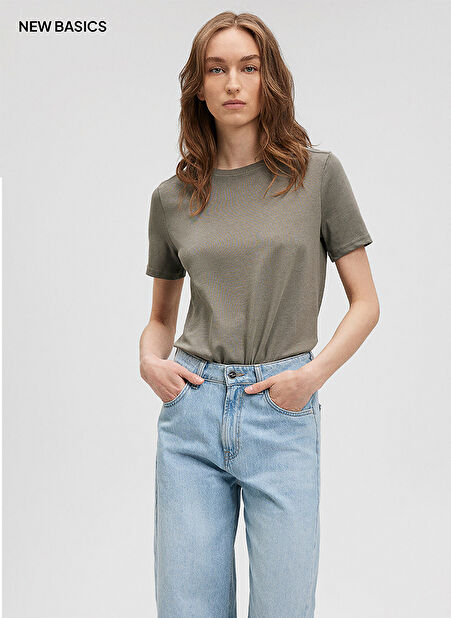 Mavi Bisiklet Yaka Yeşil Kadın T-Shirt M1612699-86961 KISA KOLLU T-SHIRT -1