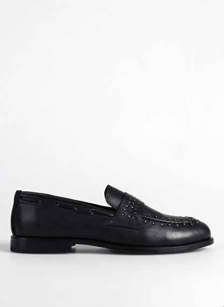Siyah Kadın Deri Loafer D-DOROTA -1