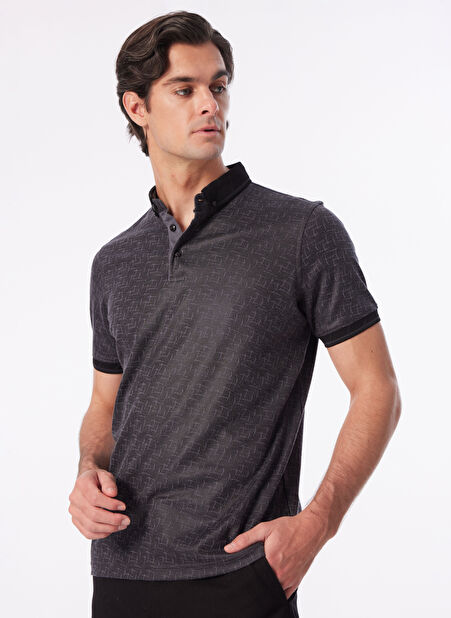 People By Fabrika Siyah Erkek Basic Jakarlı Polo T-Shirt SPBF4SM-TST5083 -1