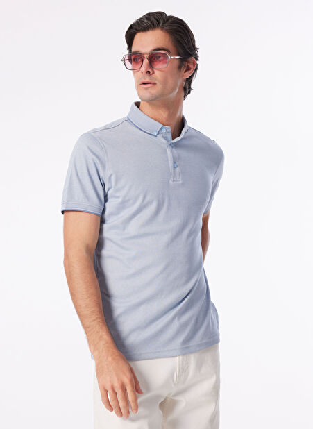 People By Fabrika Açık Mavi Erkek Basic Polo T-Shirt SPBF4SM-TST5082 -1