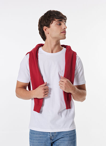 2'li Basic Beyaz - Siyah Erkek T-Shirt L4WM-TST9504 -1